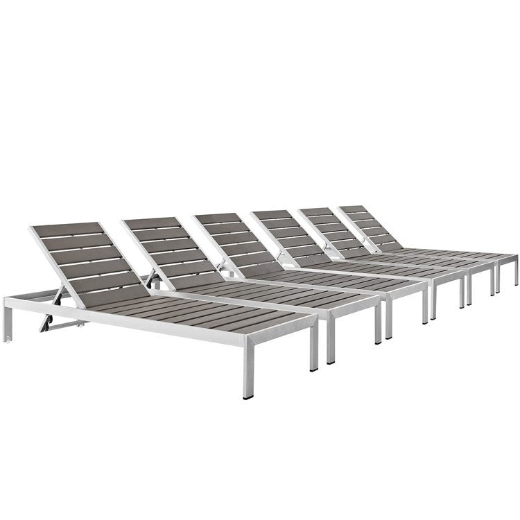 Product Image: EEI-2469-SLV-GRY-SET Outdoor/Patio Furniture/Outdoor Chaise Lounges